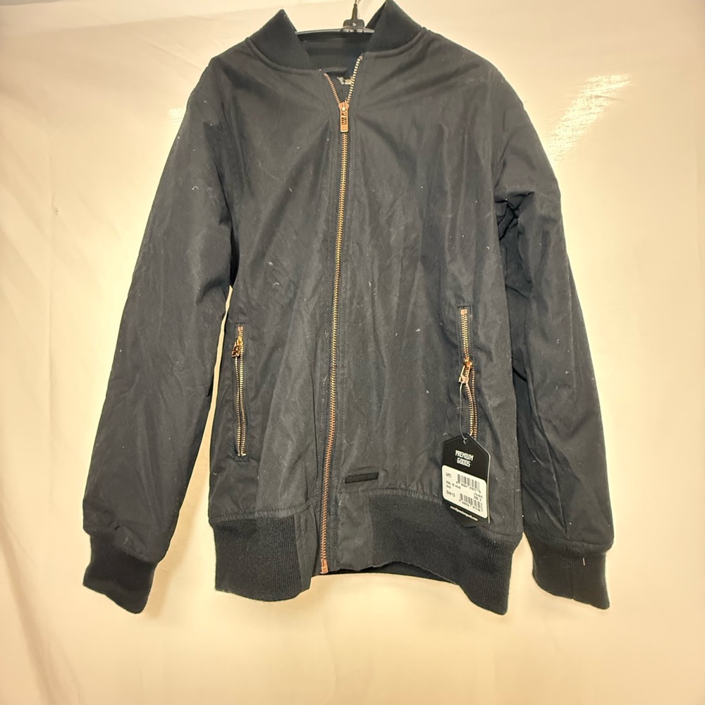 Holden Vintage Black Bomber Snowboard Jacket with Gold Zipper